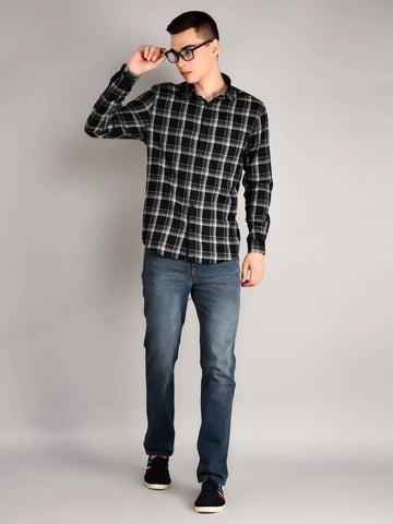 Black Checks Checkered Regular Fit Shirt TIM PARIS