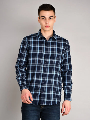 Blue Checks Checkered Regular Fit Shirt TIM PARIS