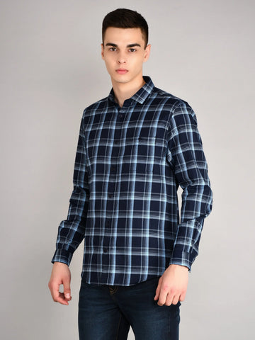 Blue Checks Checkered Regular Fit Shirt TIM PARIS