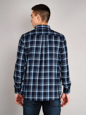 Blue Checks Checkered Regular Fit Shirt TIM PARIS