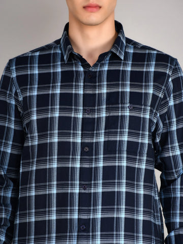 Blue Checks Checkered Regular Fit Shirt TIM PARIS
