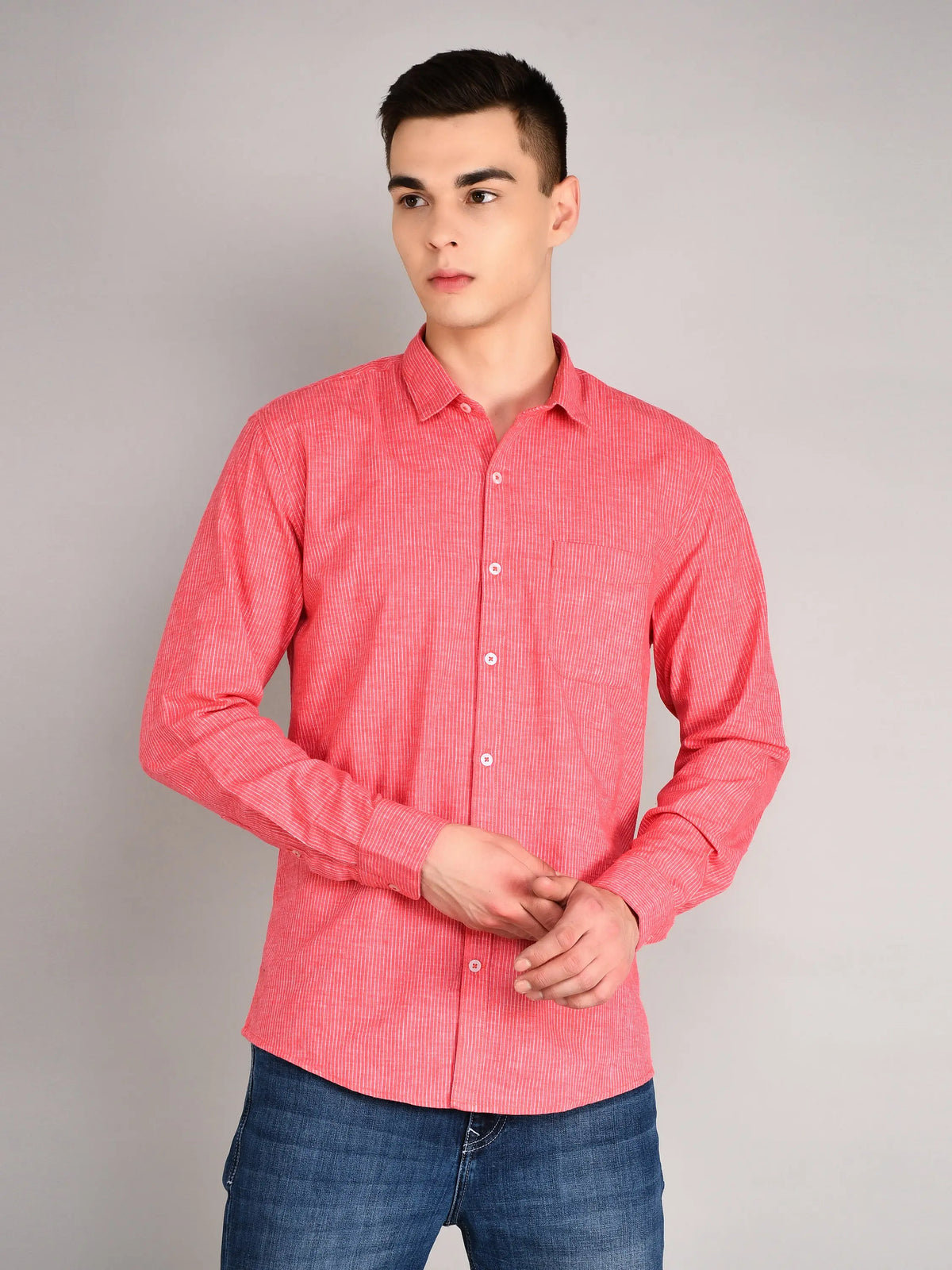 Red Striped Regular Fit Shirt TIM PARIS