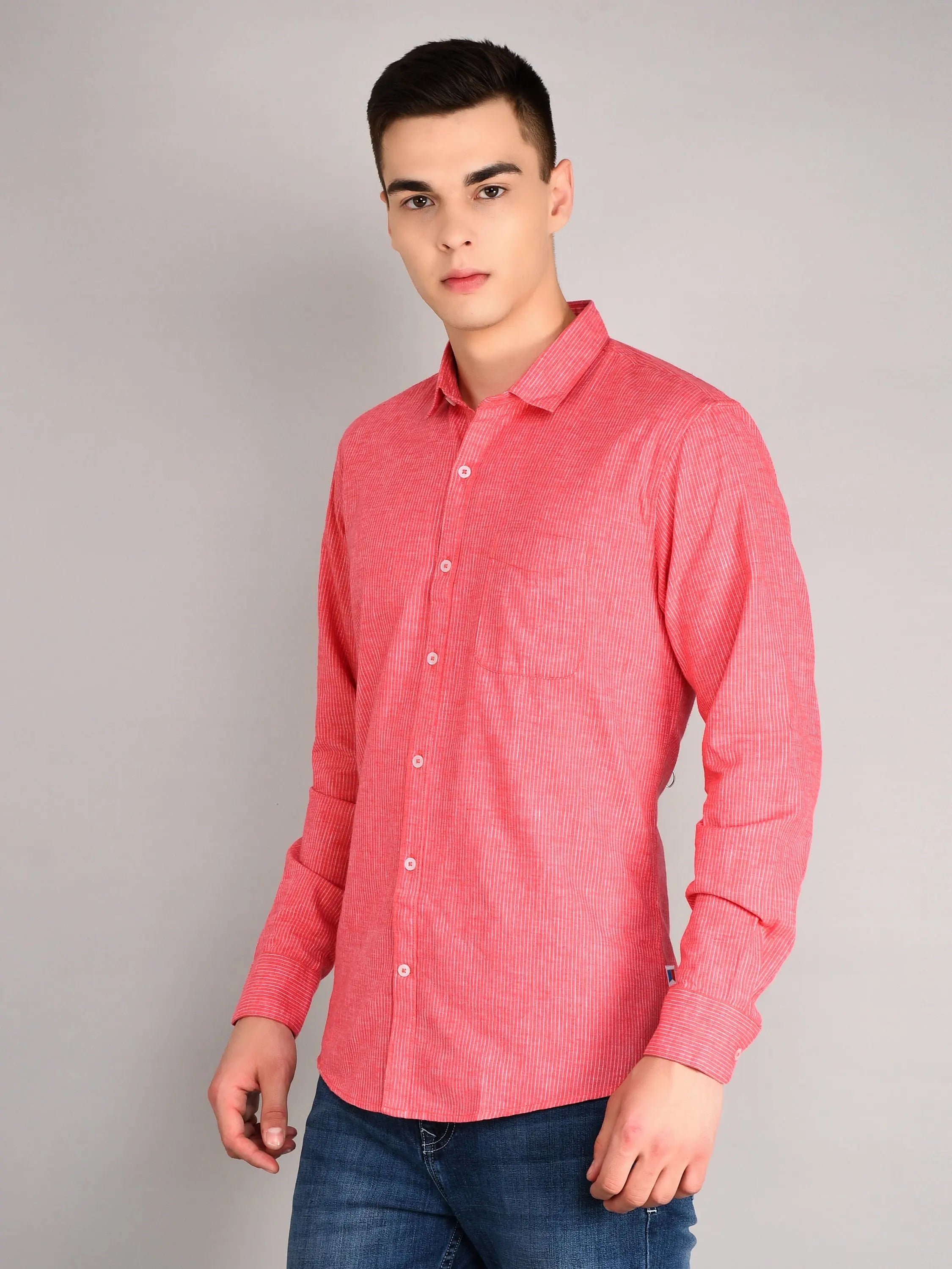 Red Striped Regular Fit Shirt TIM PARIS