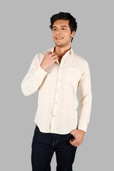 Beige Printed Regular Fit Shirt