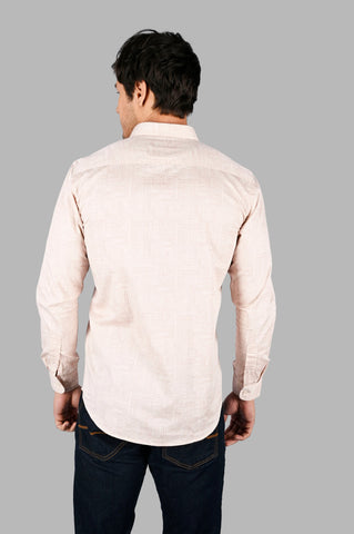 Beige Printed Regular Fit Shirt TIM PARIS
