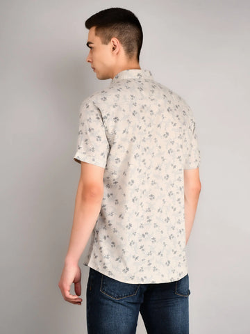 Grey Printed Regular Fit Shirt TIM PARIS