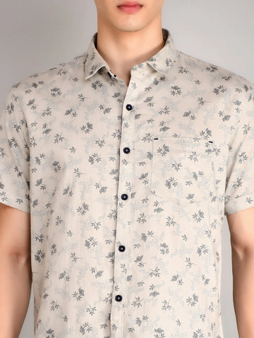 Grey Printed Regular Fit Shirt TIM PARIS