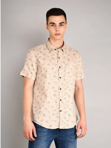Ivory Printed Regular Fit Shirt TIM PARIS