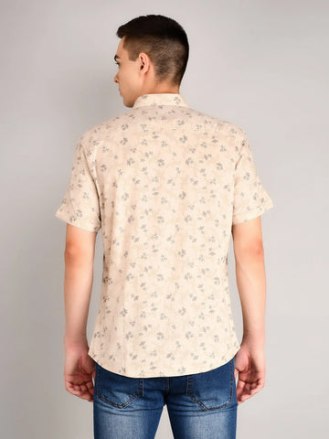 Ivory Printed Regular Fit Shirt TIM PARIS