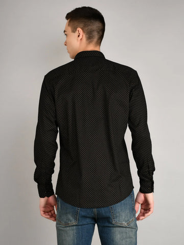 Black Printed Regular Fit Shirt TIM PARIS