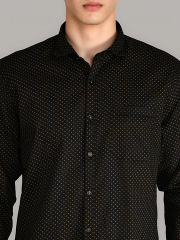 Black Printed Regular Fit Shirt TIM PARIS