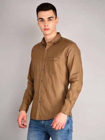 Beige Micro Print Shirt Tim Paris