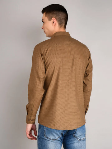 Beige Micro Print Shirt Tim Paris