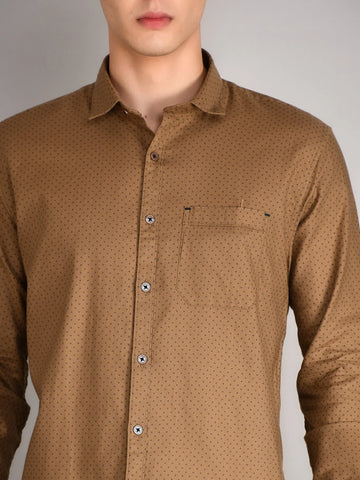 Beige Micro Print Shirt Tim Paris