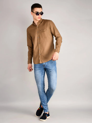 Beige Micro Print Shirt Tim Paris
