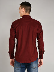 Maroon Printed Regular Fit Shirt