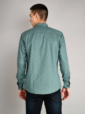 Light Green Printed Regular Fit Shirt TIM PARIS