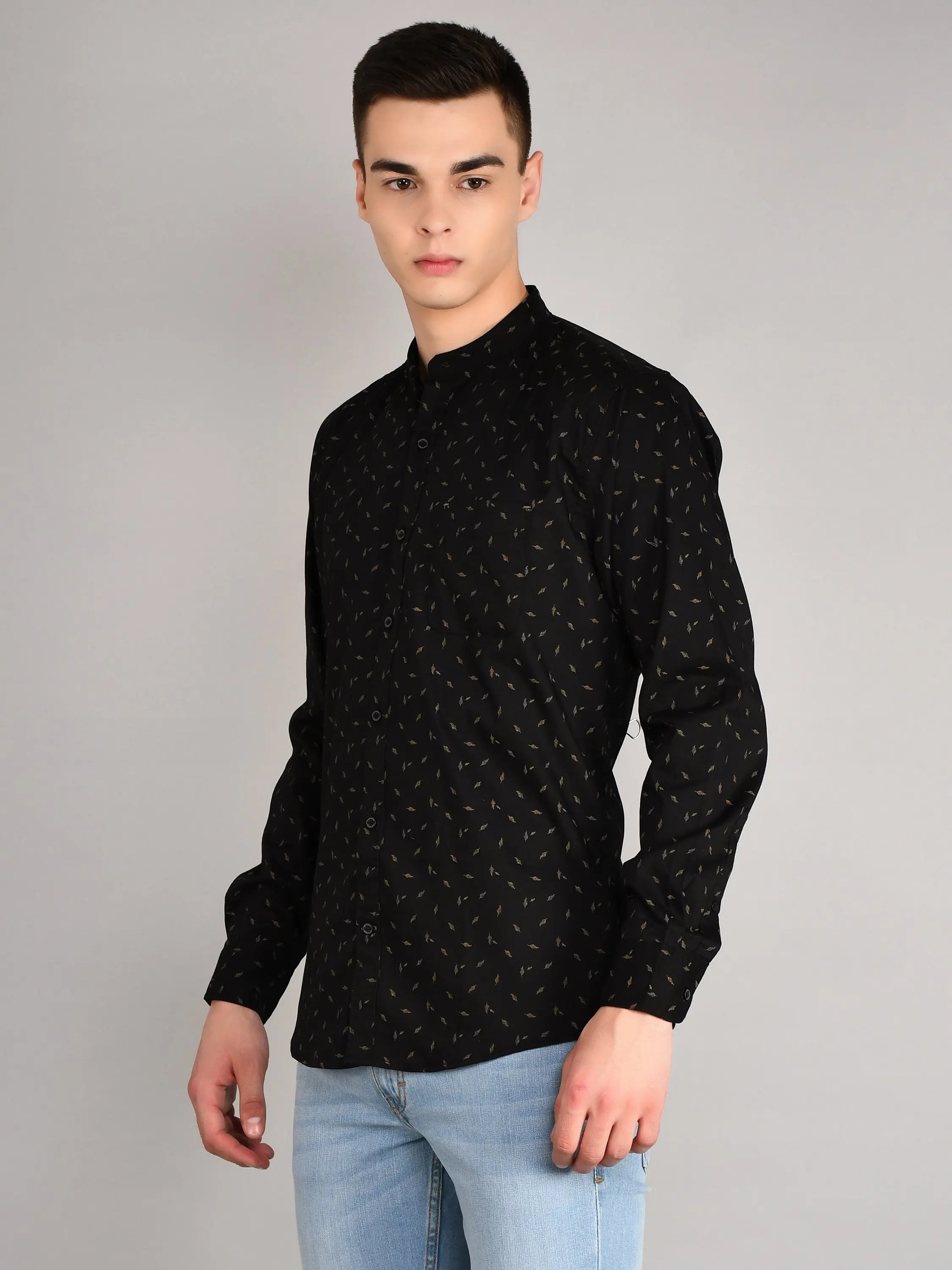 Black Printed Regular Fit Shirt TIM PARIS