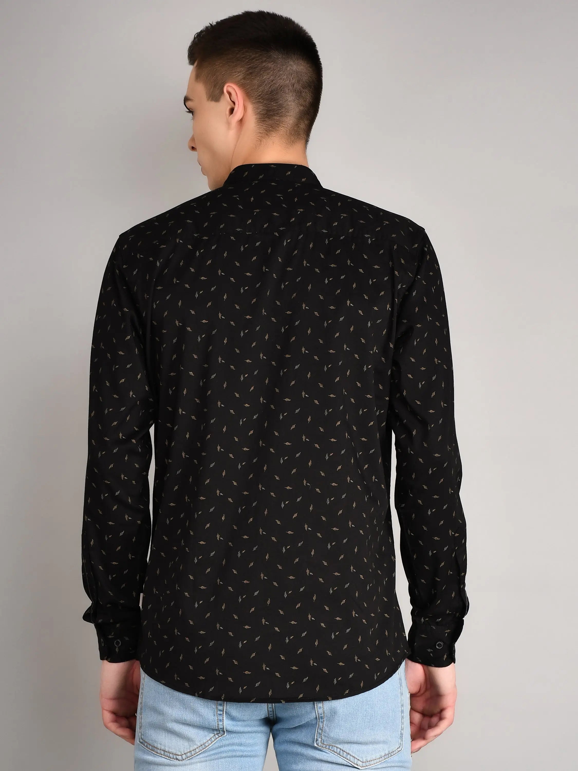 Black Printed Regular Fit Shirt TIM PARIS