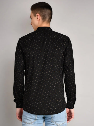 Black Printed Regular Fit Shirt TIM PARIS