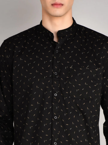 Black Printed Regular Fit Shirt TIM PARIS