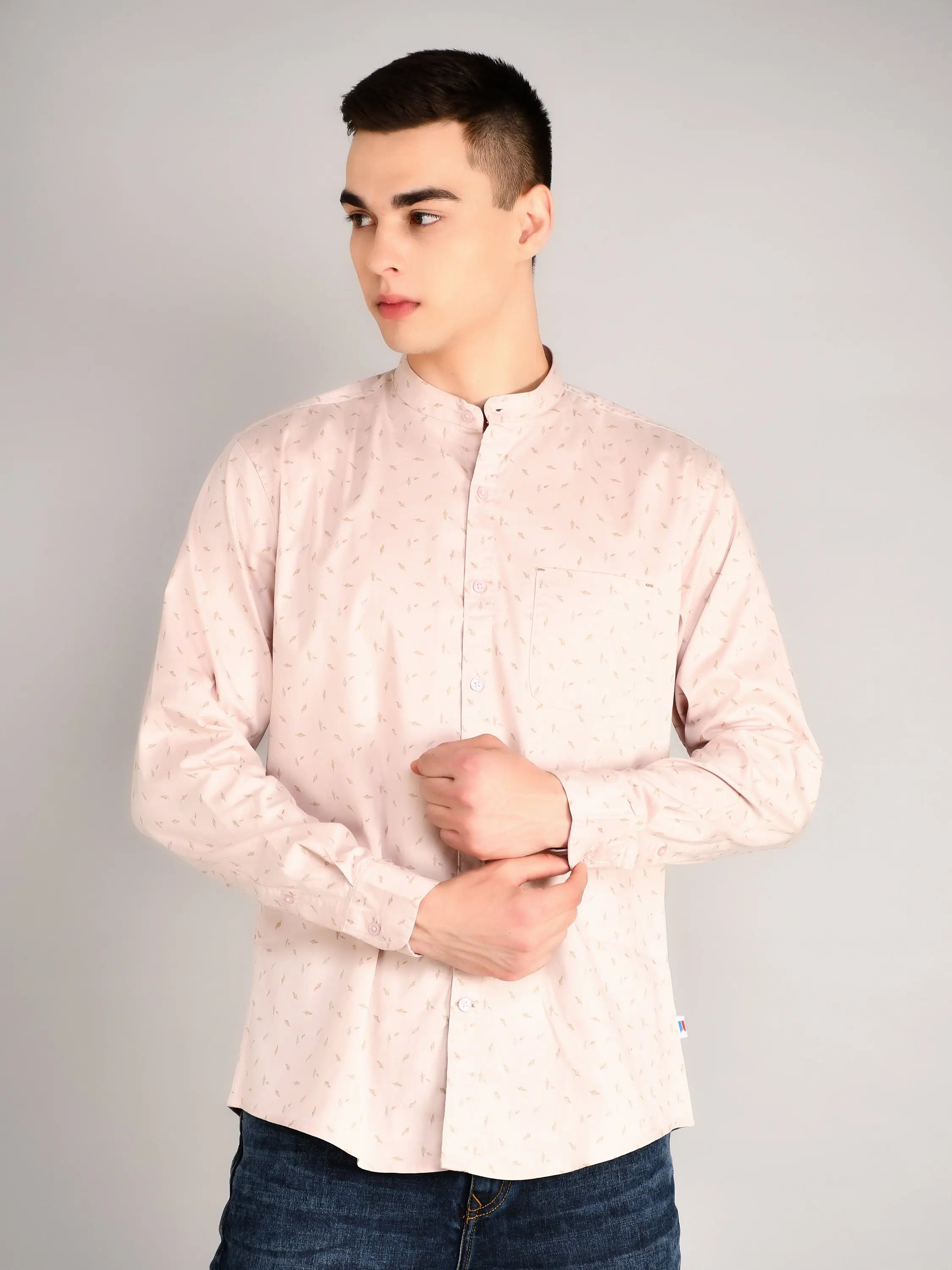 Pink Printed Regular Fit Shirt TIM PARIS