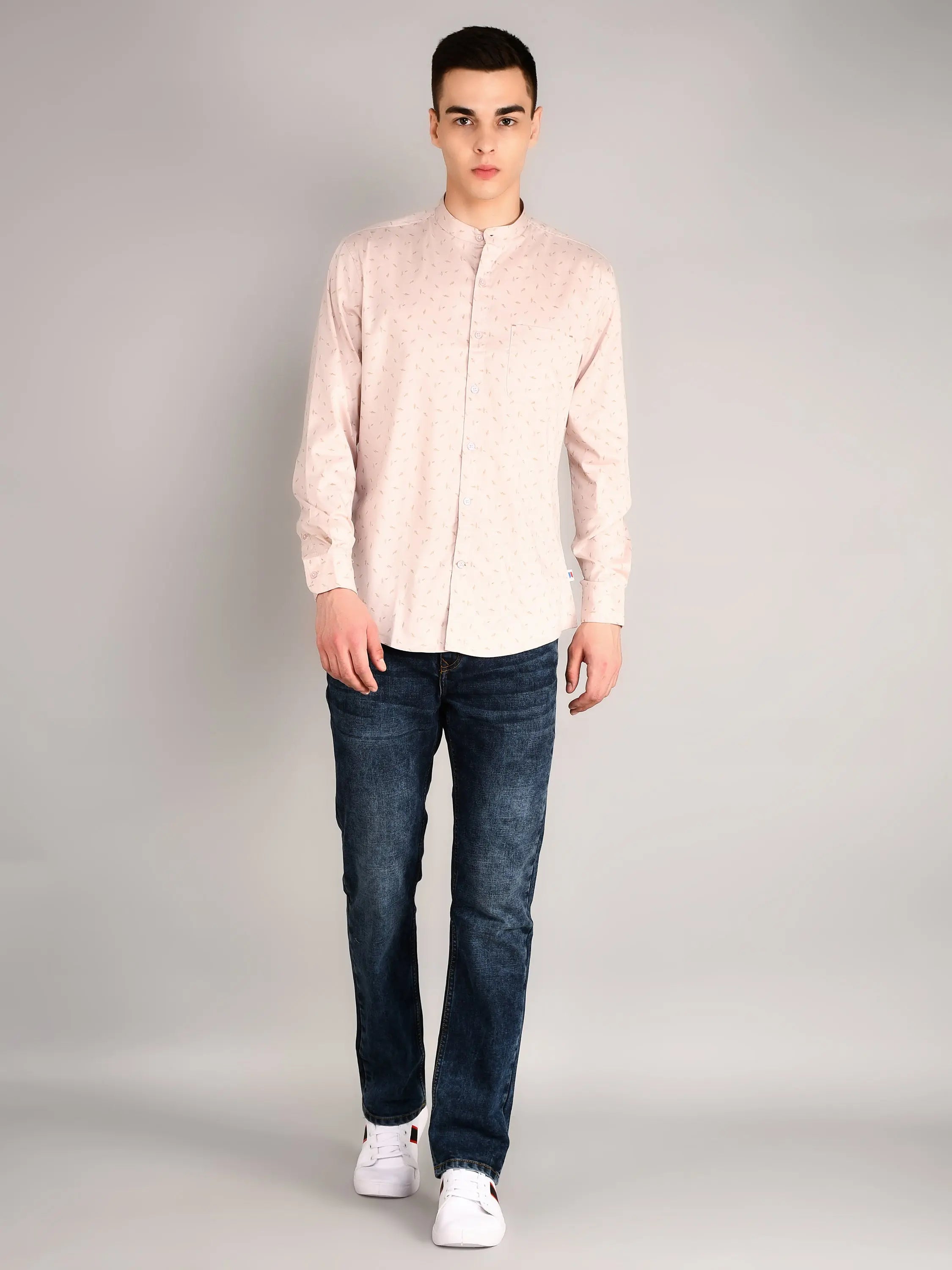 Pink Printed Regular Fit Shirt TIM PARIS