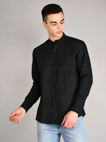 Black Printed Regular Fit Shirt TIM PARIS