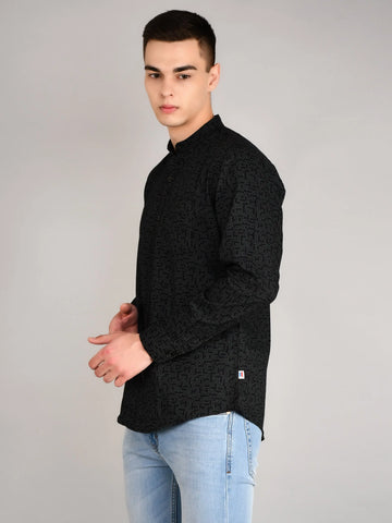 Black Printed Regular Fit Shirt TIM PARIS