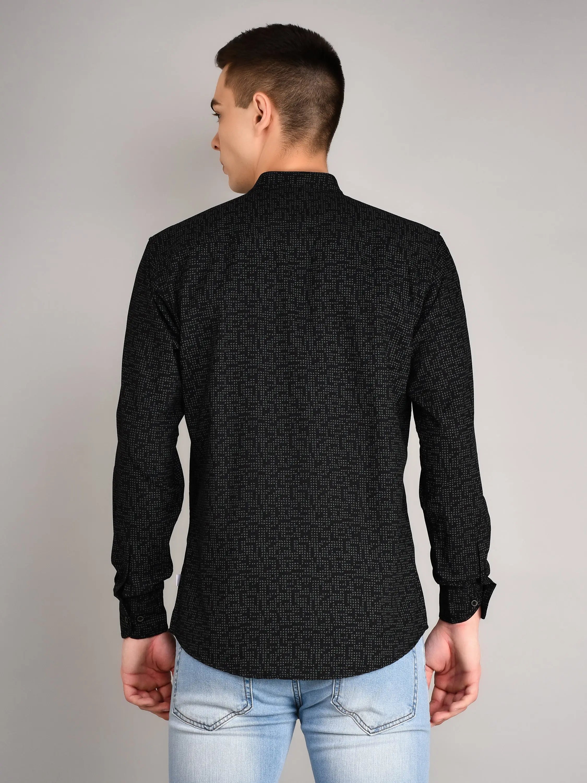 Black Printed Regular Fit Shirt TIM PARIS