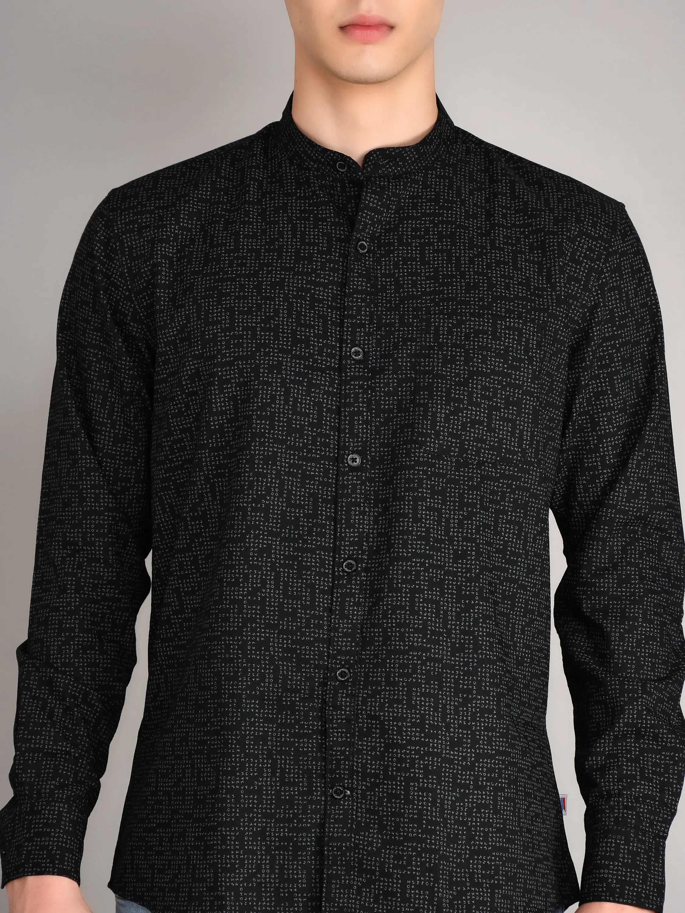 Black Printed Regular Fit Shirt TIM PARIS
