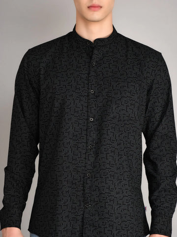 Black Printed Regular Fit Shirt TIM PARIS