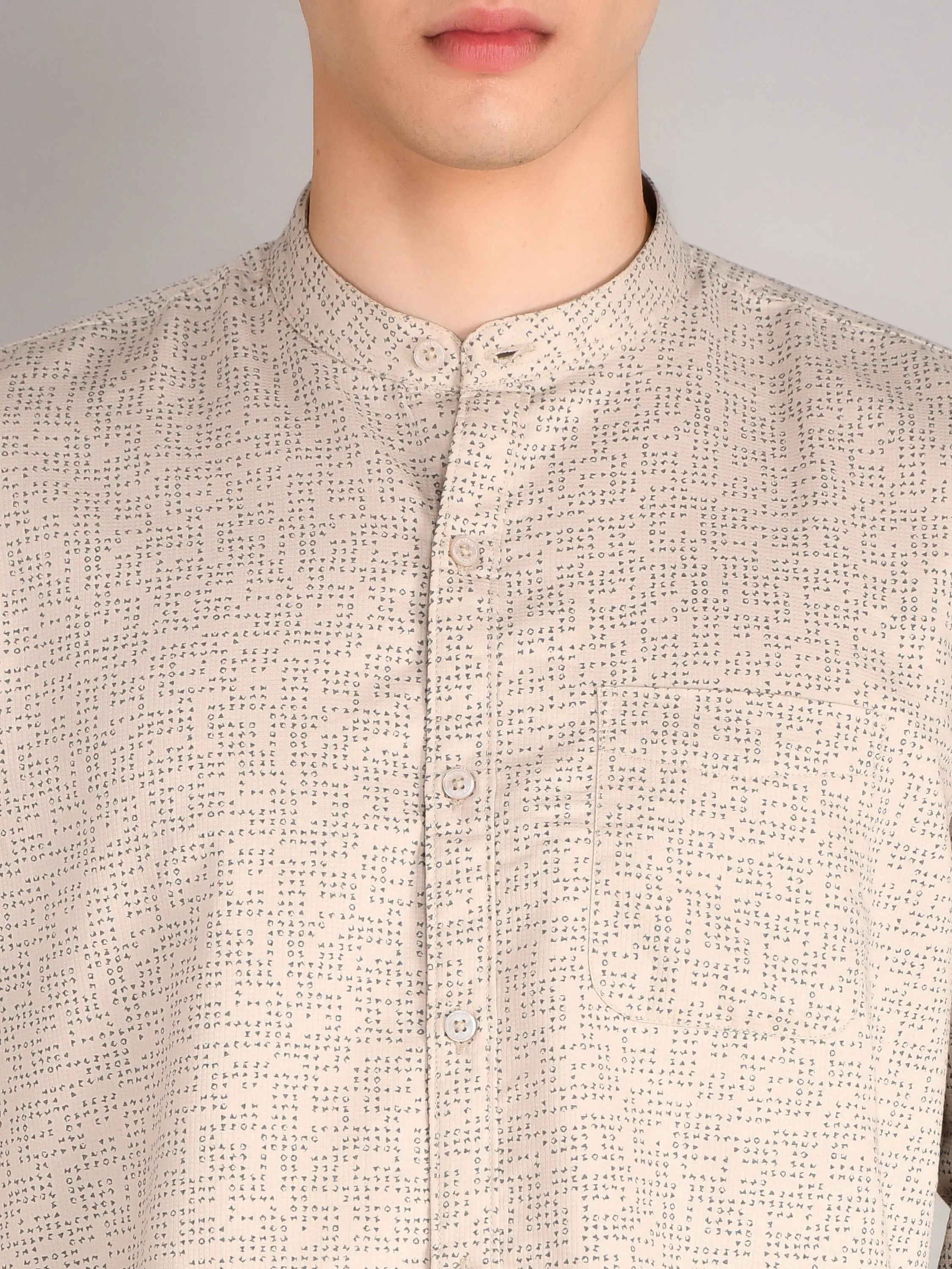 Cream Printed Regular Fit Shirt TIM PARIS