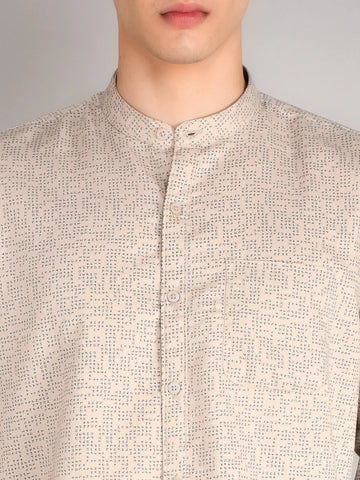 Cream Printed Regular Fit Shirt TIM PARIS
