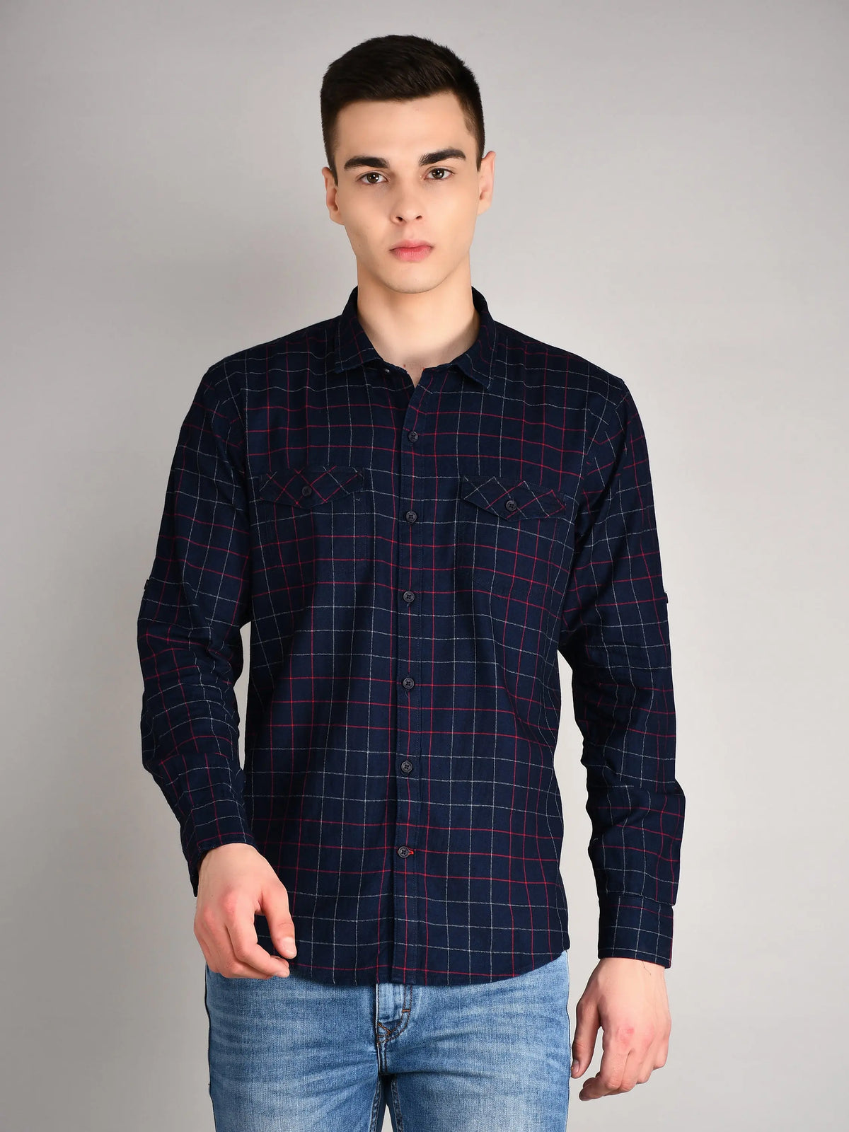 Red Checkered Regular Fit Shirt Tim Paris