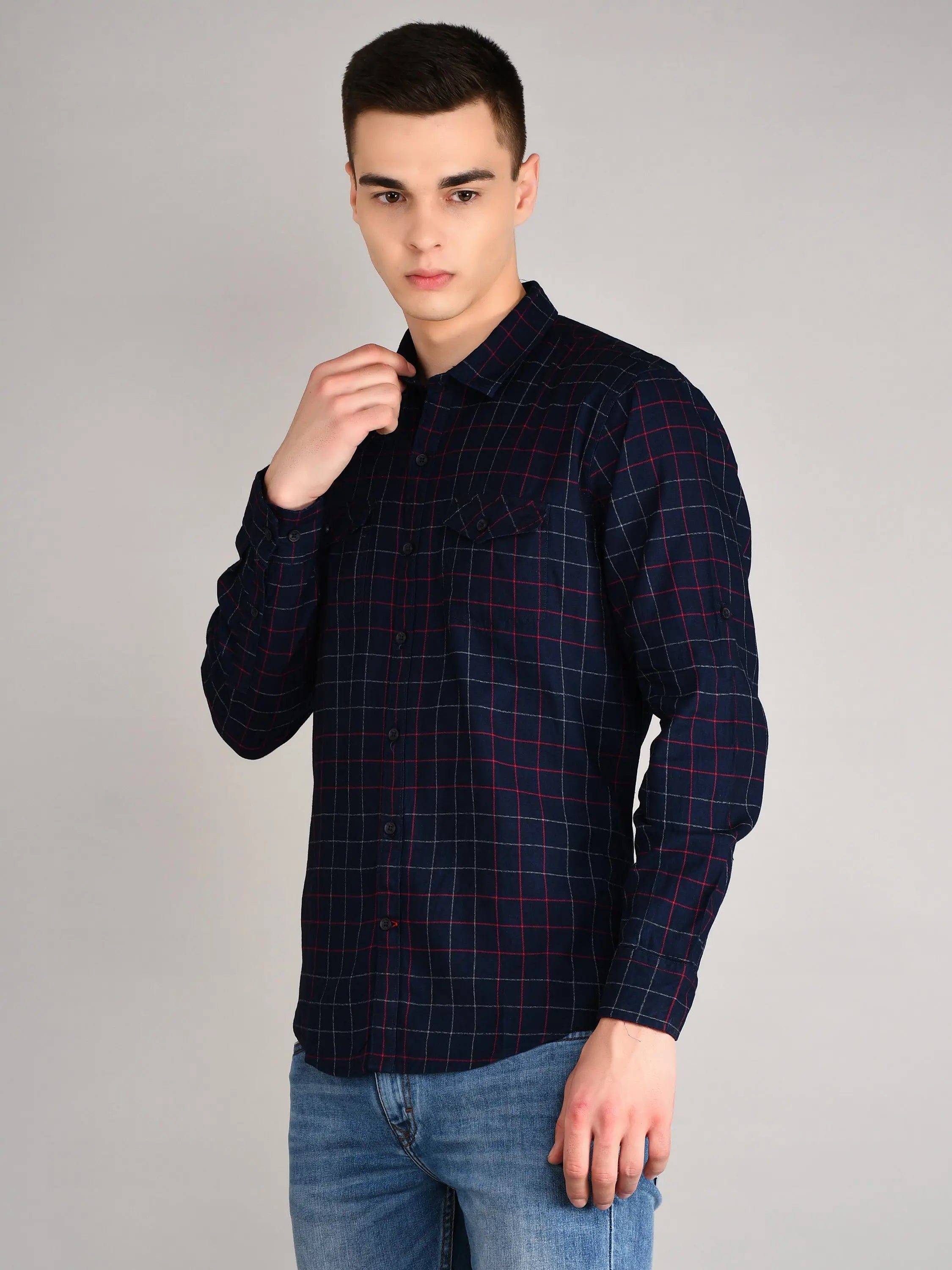 Red Checkered Regular Fit Shirt Tim Paris