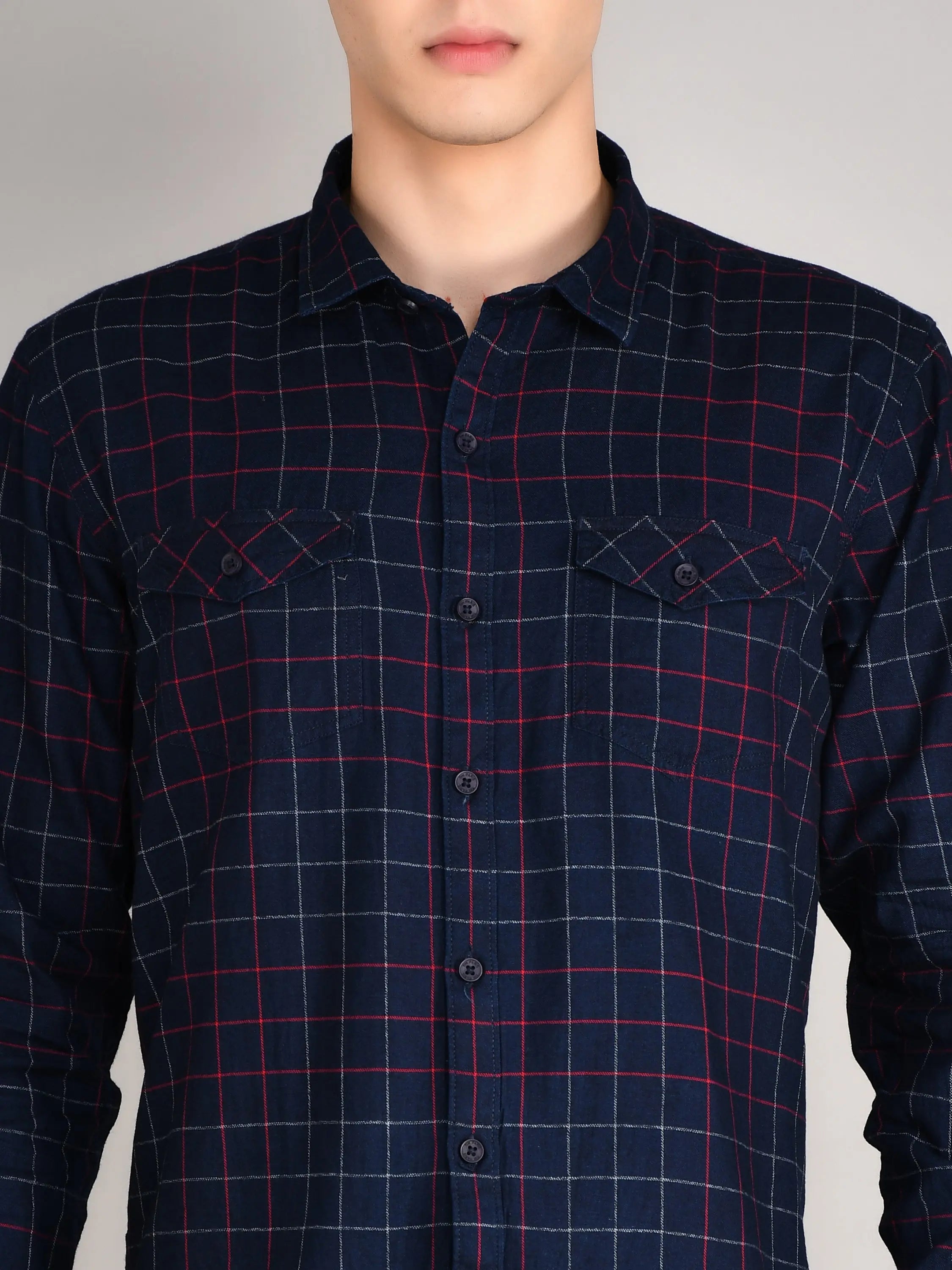 Red Checkered Regular Fit Shirt Tim Paris