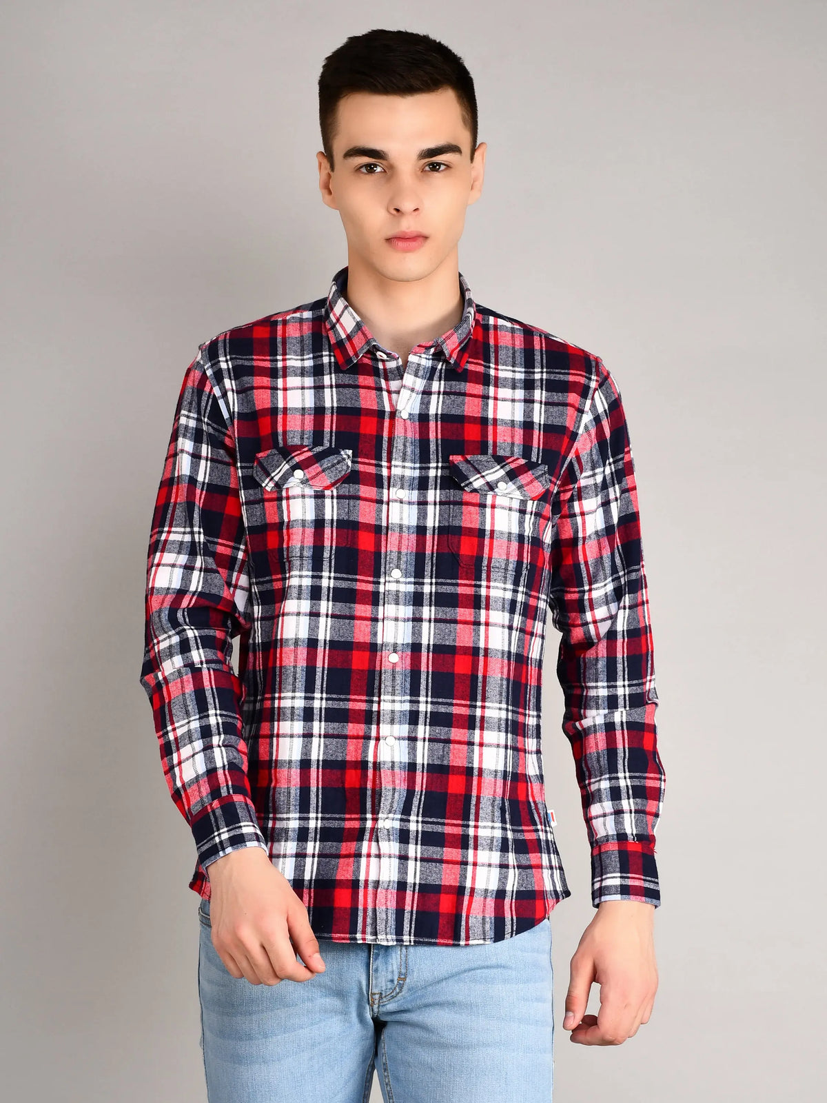 Red Checkered Regular Fit Shirt TIM PARIS