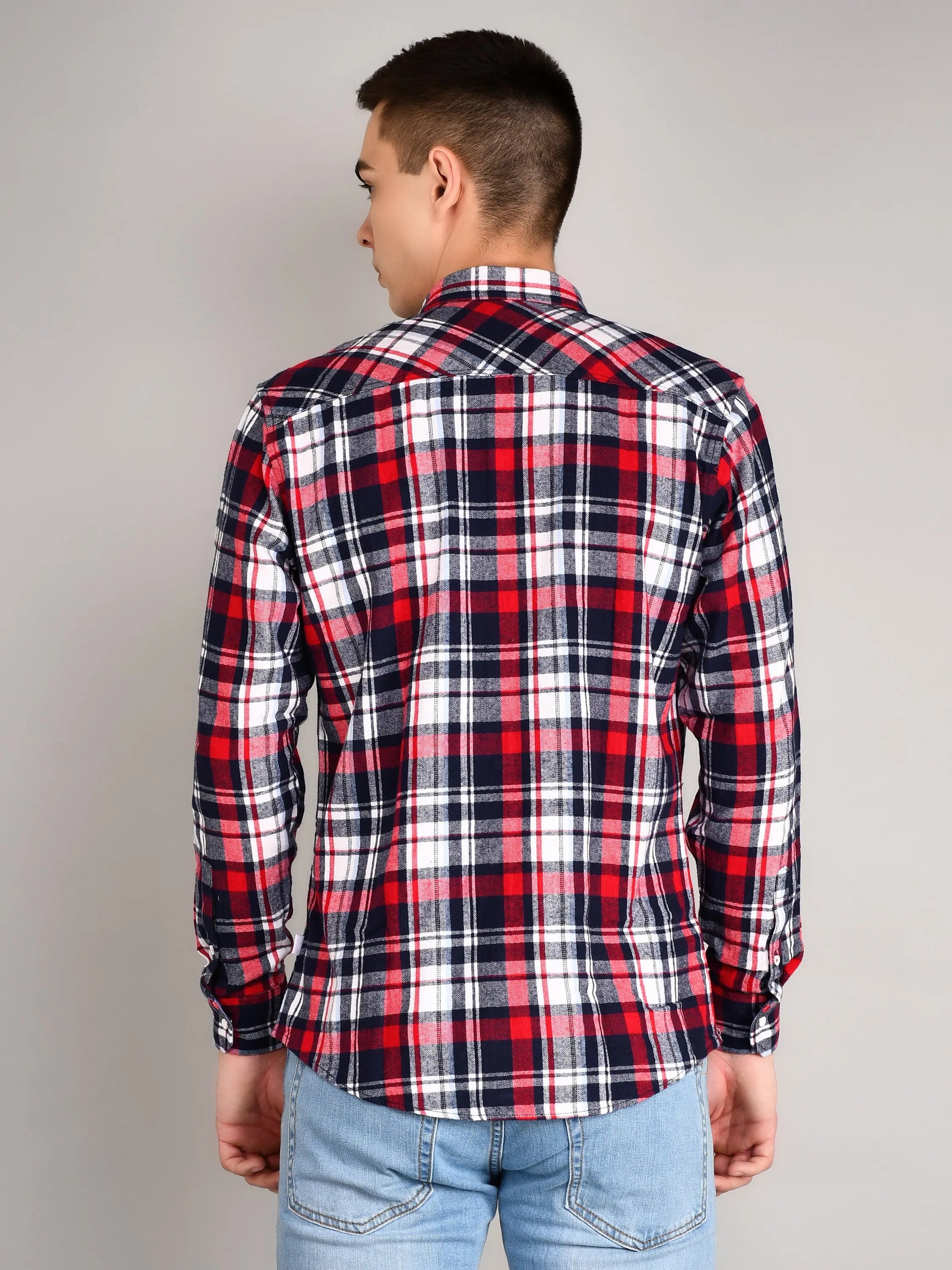 Red Checkered Regular Fit Shirt TIM PARIS