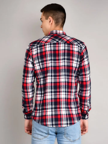 Red Checkered Regular Fit Shirt TIM PARIS