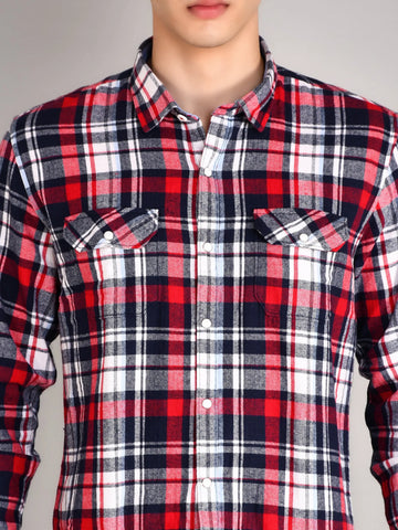 Red Checkered Regular Fit Shirt TIM PARIS