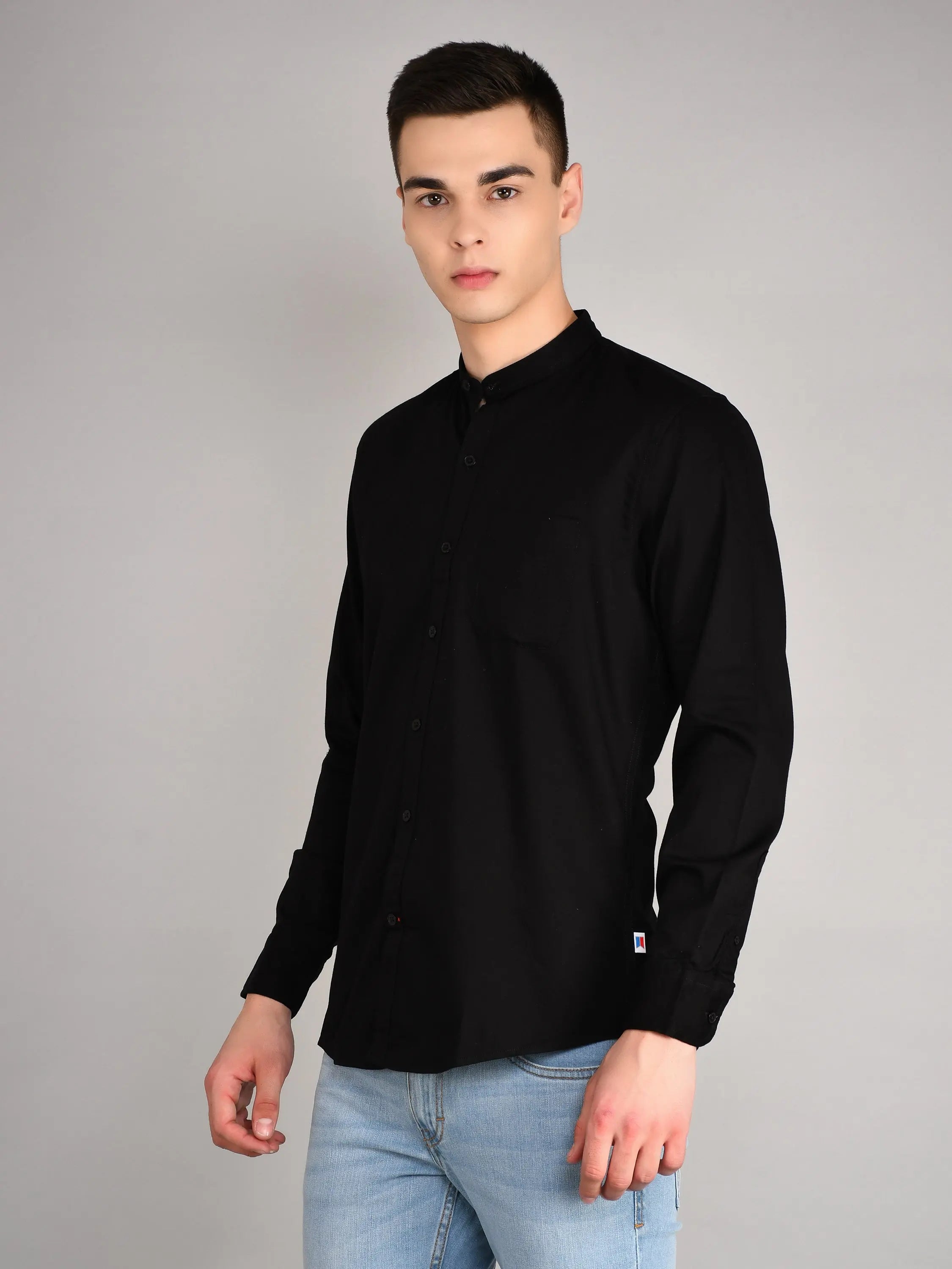 Black Printed Regular Fit Shirt TIM PARIS