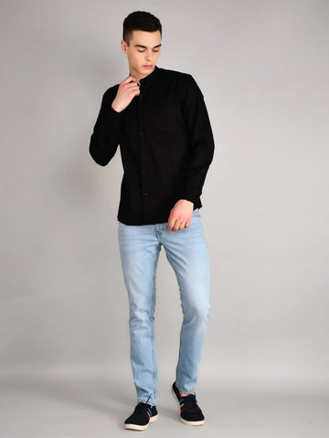 Black Printed Regular Fit Shirt TIM PARIS
