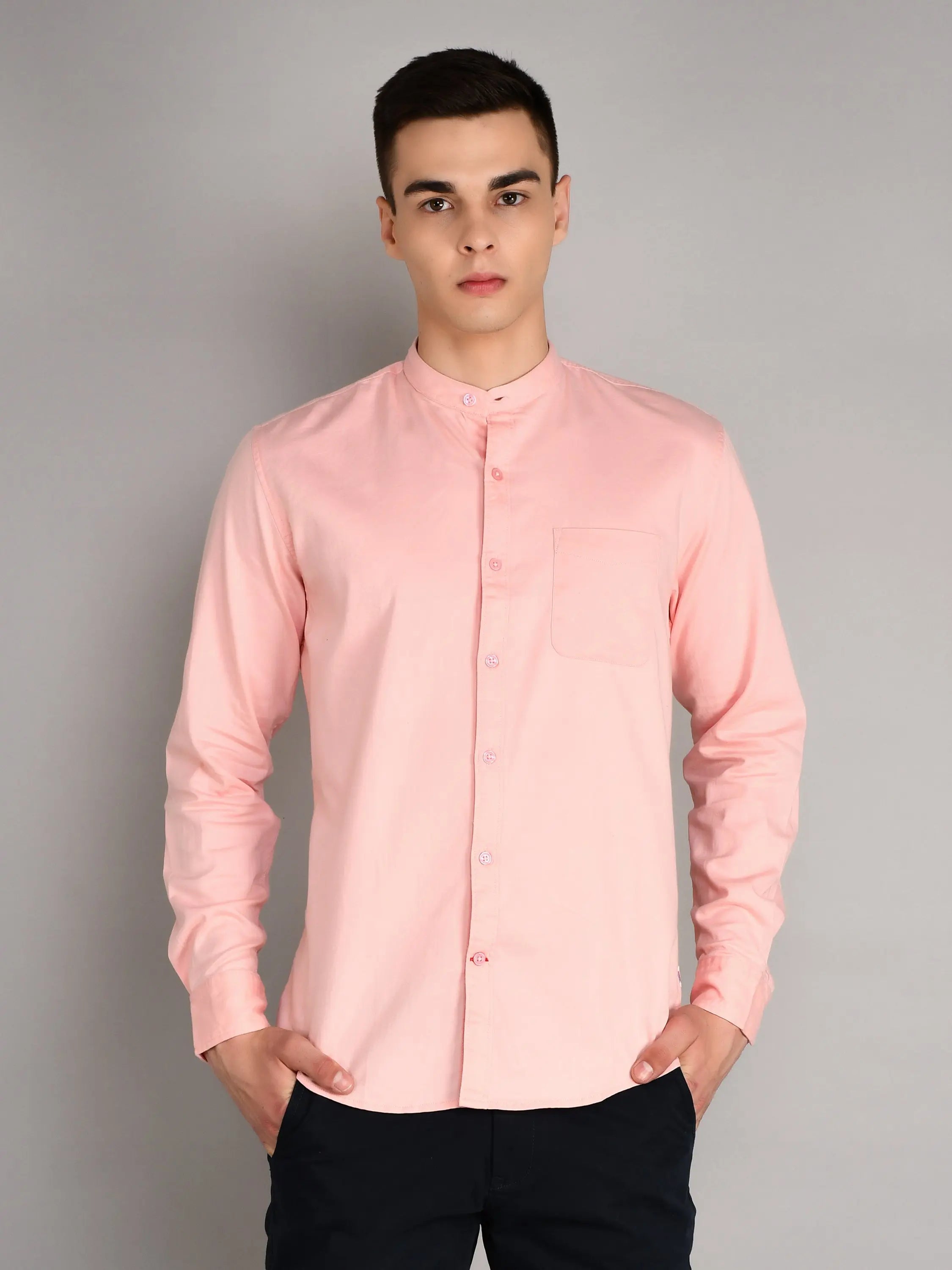 Peach Printed Regular Fit Shirt TIM PARIS