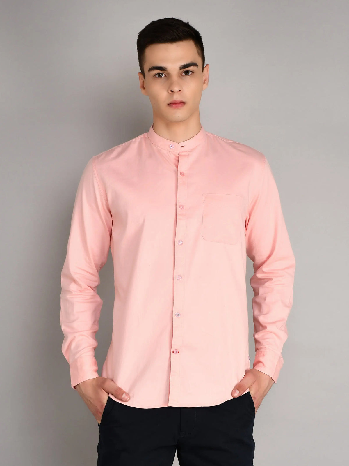 Peach Printed Regular Fit Shirt TIM PARIS
