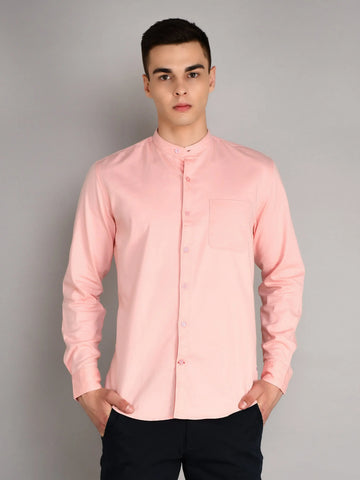 Peach Printed Regular Fit Shirt TIM PARIS