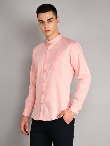 Peach Printed Regular Fit Shirt TIM PARIS