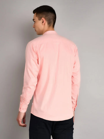 Peach Printed Regular Fit Shirt TIM PARIS