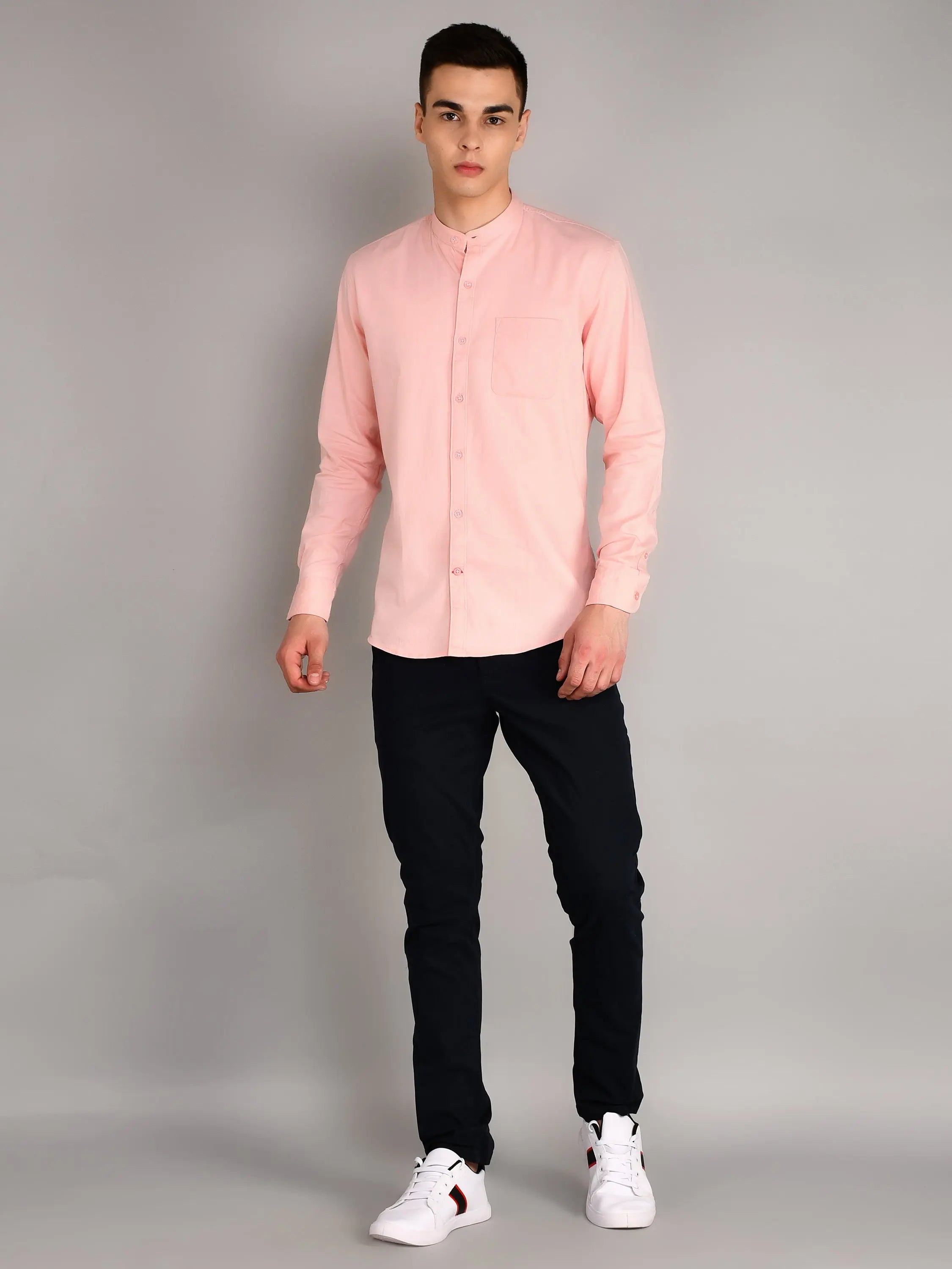 Peach Printed Regular Fit Shirt TIM PARIS