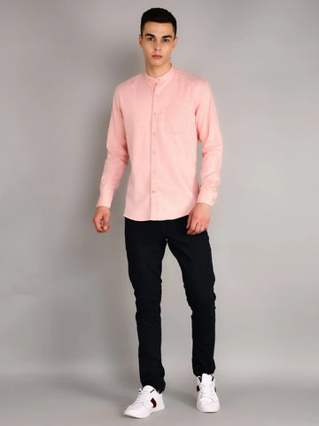 Peach Printed Regular Fit Shirt TIM PARIS